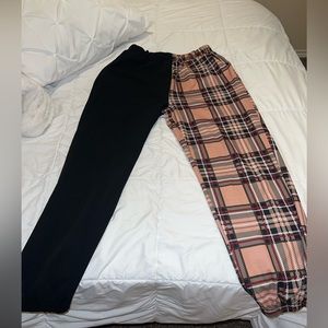 Half plaid Half black bottoms